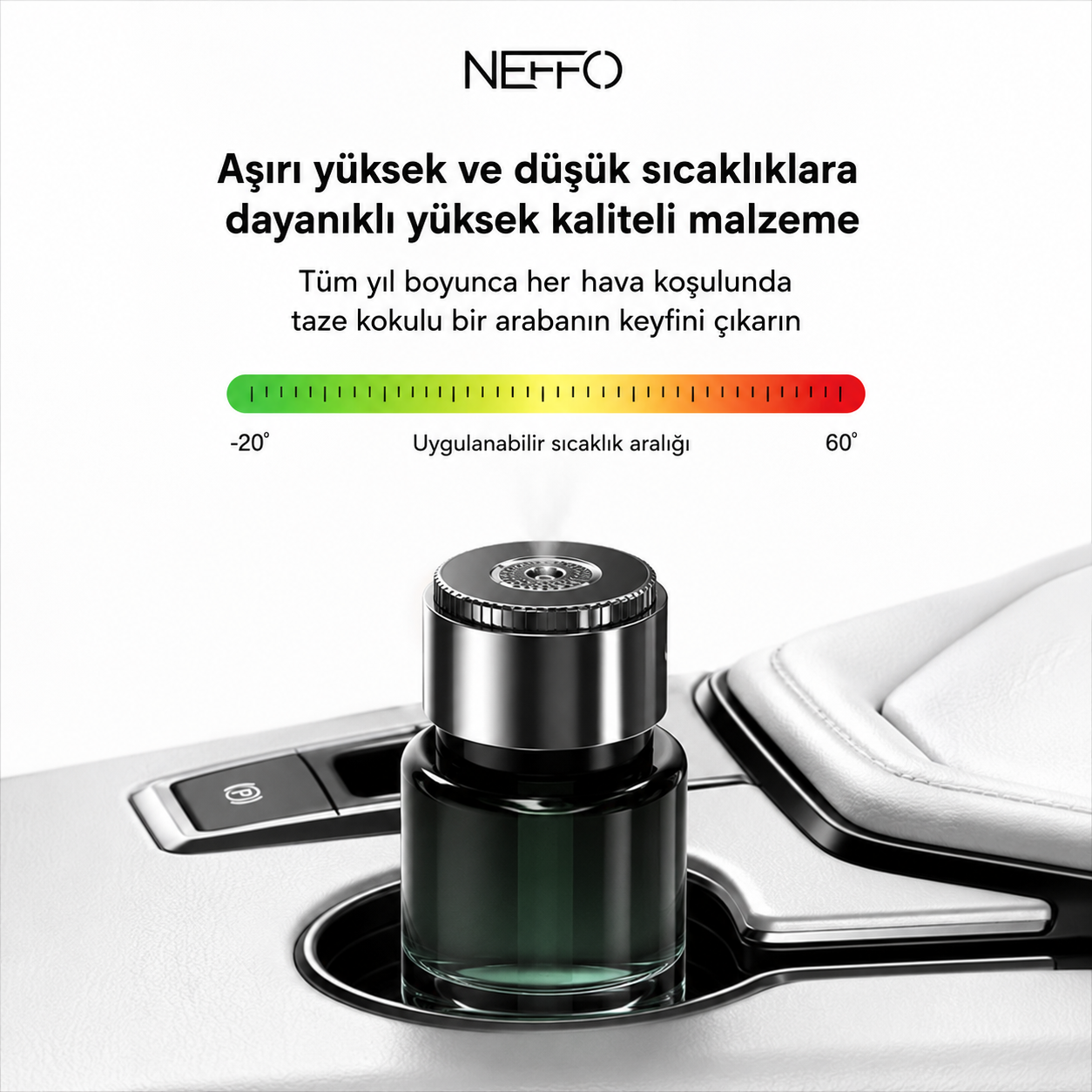 NEFFO Akıllı Araç Koku Difüzörü | Ultrasonik Aroma Yayıcı, USB Şarjlı, 200ml