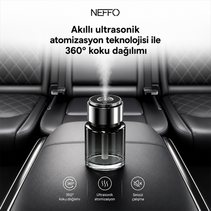 NEFFO Akıllı Araç Koku Difüzörü | Ultrasonik Aroma Yayıcı, USB Şarjlı, 200ml
