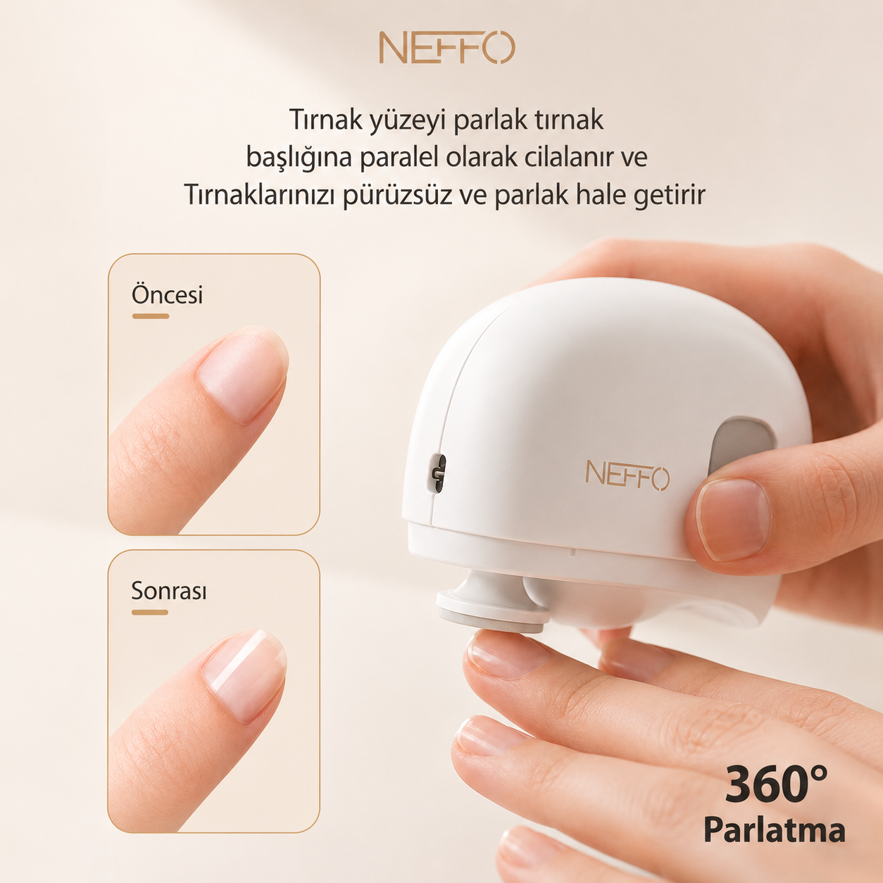 NEFFO Elektrikli Tırnak Makinesi – Otomatik Tırnak Kesme, Törpüleme ve Parlatma Cihazı