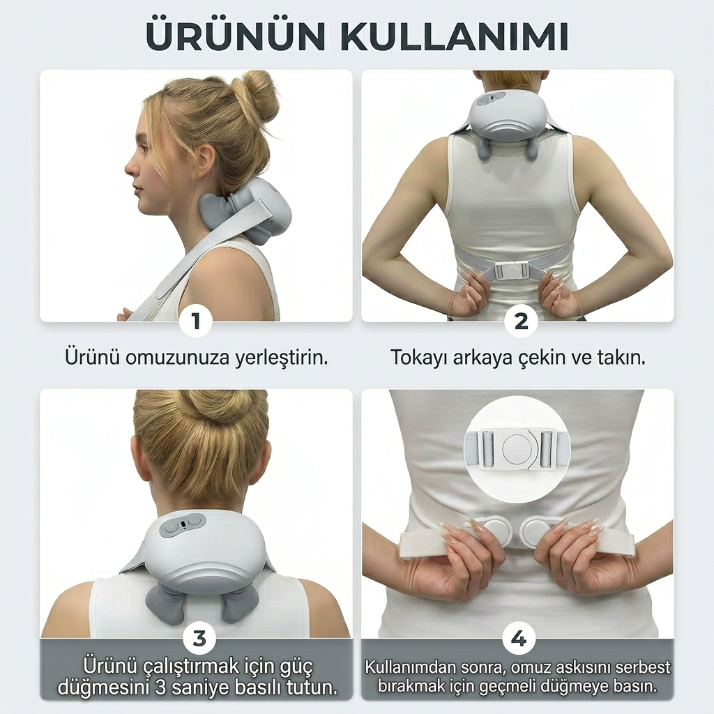 Neffo Pro 4D Ergonomik Isıtmalı Boyun ve Omuz Masaj Aleti